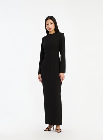 Fitted backless long dress ROTATE Black
